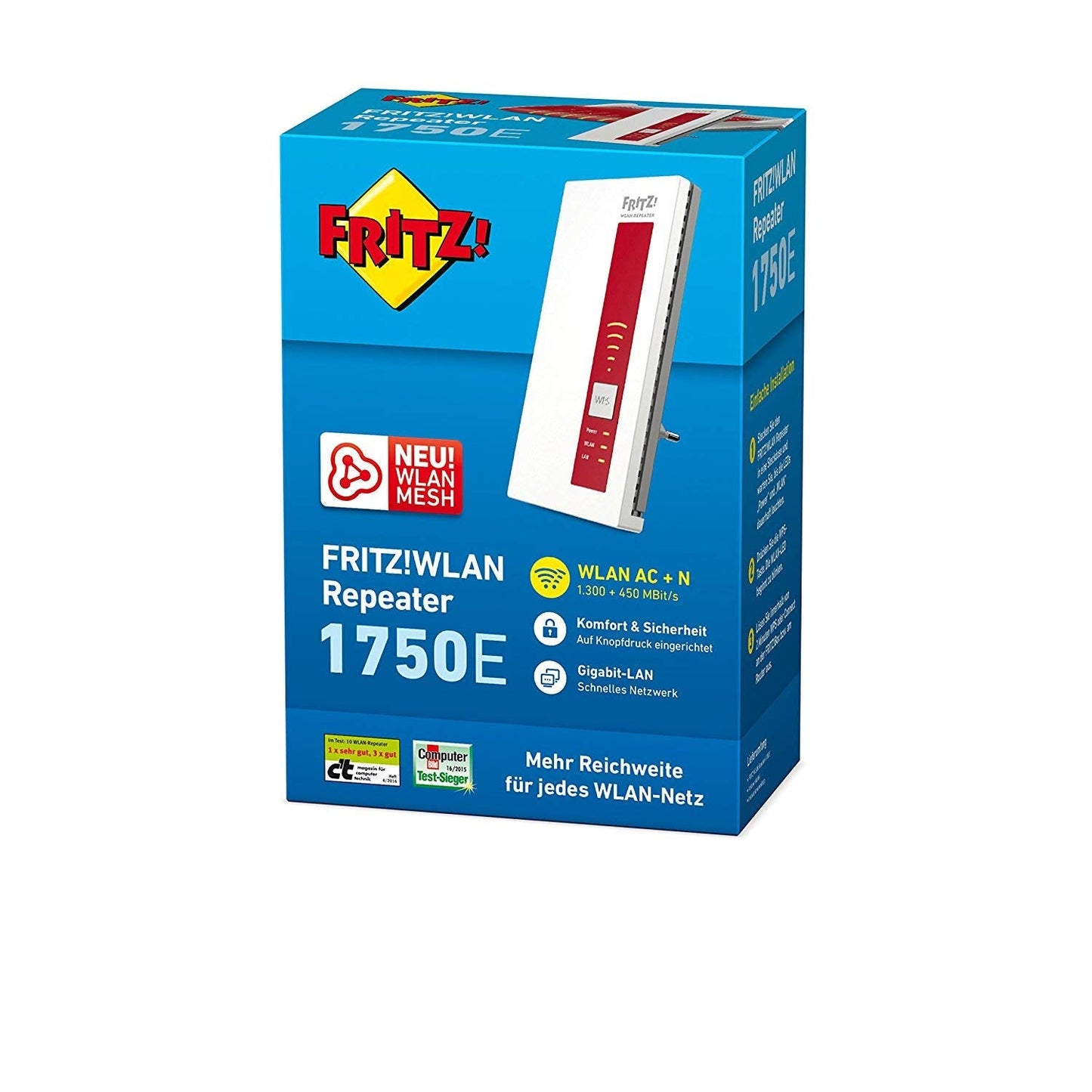 AVM FRITZ!WLAN Mesh Repeater 1750E AC+N 1300+450 MBit/s Rot/Weiß