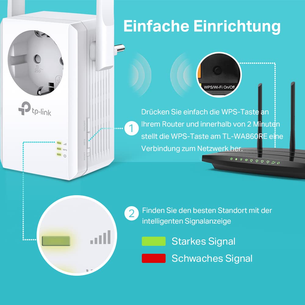 TP-Link TL-WA860RE WLAN Repeater 300 MBit/s mit Steckdose